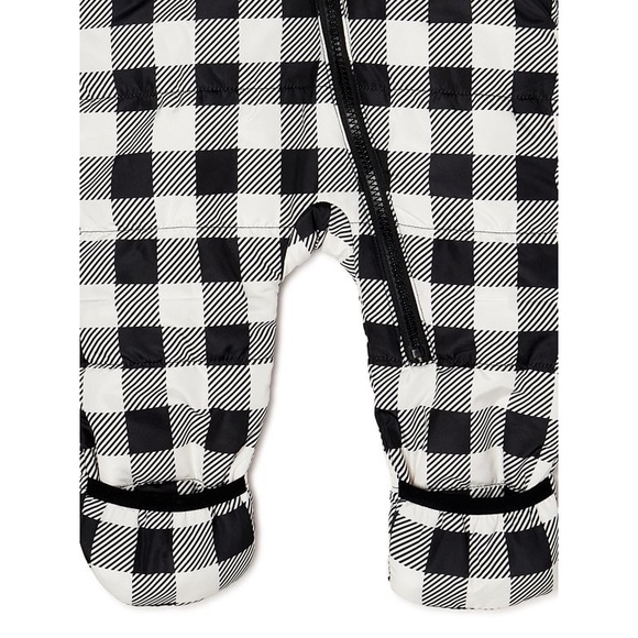 NWT WONDER NATION BABY CHECKERED FLEECE SNOWSUIT WITH EARS HOOD (0-3 months) - Picture 5 of 5